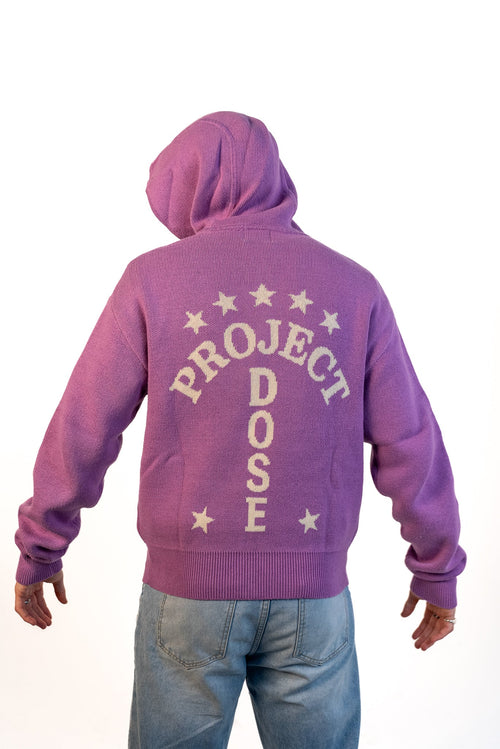 PROJECT DOSE - Purple Knit Zip-Up - Project Dose Back