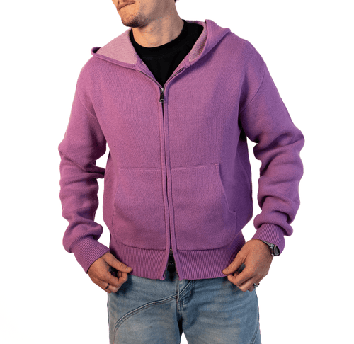 PROJECT DOSE - Purple Knit Zip-Up - Project Dose Front